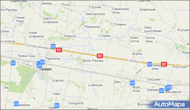 mapa Lisice gmina Teresin, Lisice gmina Teresin na mapie Targeo