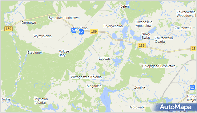 mapa Lubcza gmina Więcbork, Lubcza gmina Więcbork na mapie Targeo