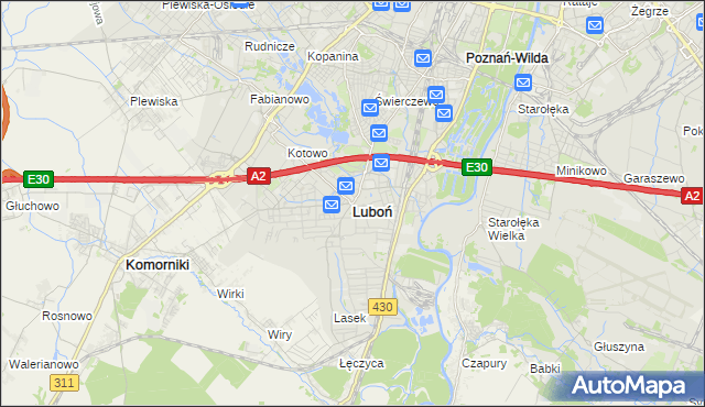 mapa Luboń powiat poznański, Luboń powiat poznański na mapie Targeo