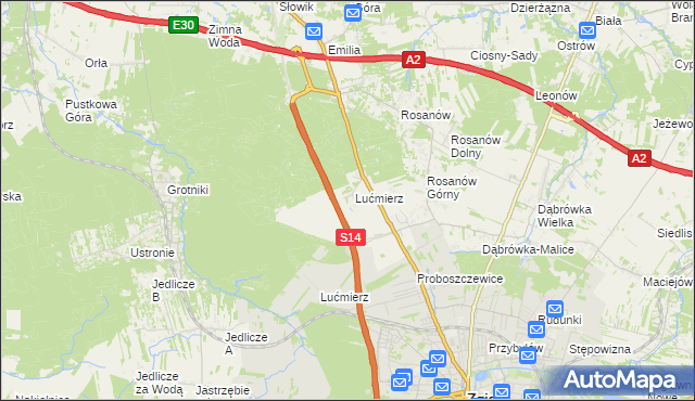 mapa Lućmierz-Las, Lućmierz-Las na mapie Targeo