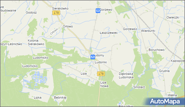 mapa Ludomy, Ludomy na mapie Targeo