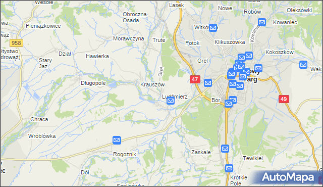 mapa Ludźmierz, Ludźmierz na mapie Targeo