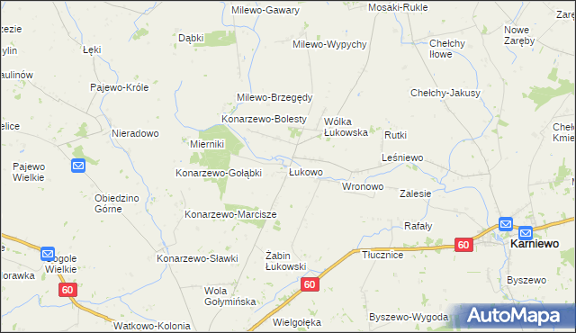 mapa Łukowo gmina Karniewo, Łukowo gmina Karniewo na mapie Targeo