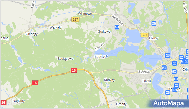 mapa Łupstych, Łupstych na mapie Targeo