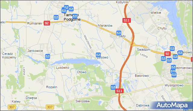 mapa Lusowo, Lusowo na mapie Targeo