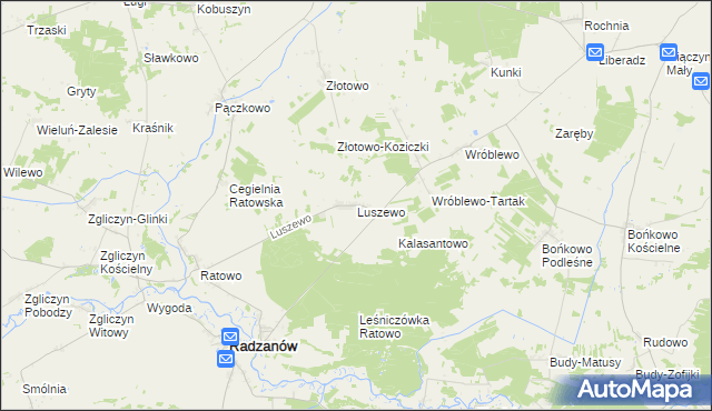 mapa Luszewo gmina Radzanów, Luszewo gmina Radzanów na mapie Targeo