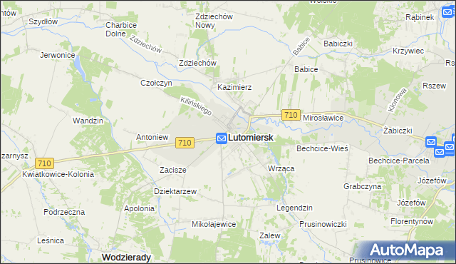 mapa Lutomiersk, Lutomiersk na mapie Targeo