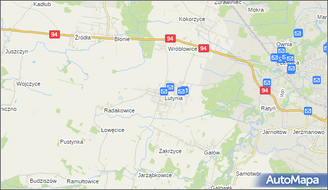 mapa Lutynia gmina Miękinia, Lutynia gmina Miękinia na mapie Targeo