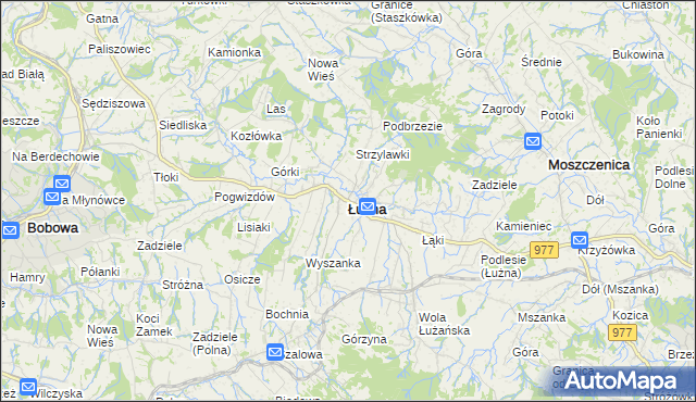 mapa Łużna, Łużna na mapie Targeo