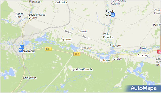 mapa Łysaków gmina Zaklików, Łysaków gmina Zaklików na mapie Targeo