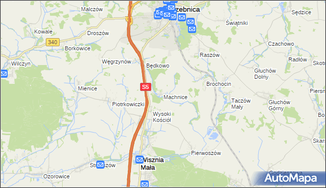 mapa Machnice, Machnice na mapie Targeo