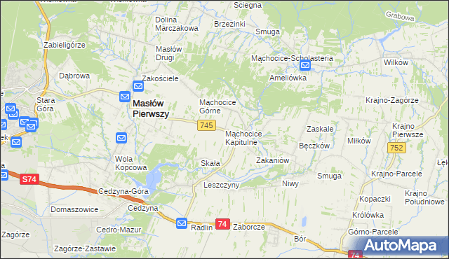 mapa Mąchocice Kapitulne, Mąchocice Kapitulne na mapie Targeo