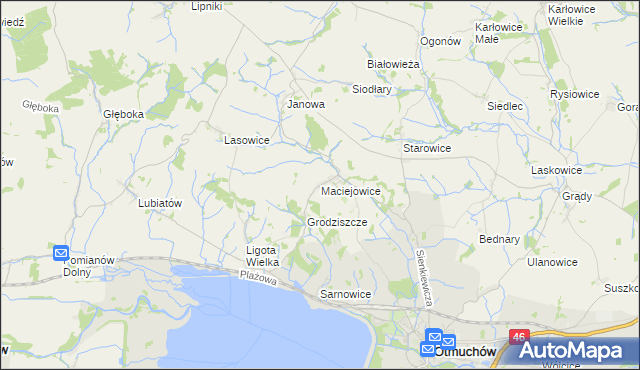 mapa Maciejowice gmina Otmuchów, Maciejowice gmina Otmuchów na mapie Targeo