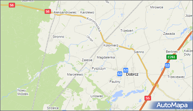 mapa Magdalenka gmina Dobrcz, Magdalenka gmina Dobrcz na mapie Targeo