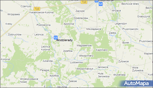 mapa Magdalenów gmina Wodzierady, Magdalenów gmina Wodzierady na mapie Targeo