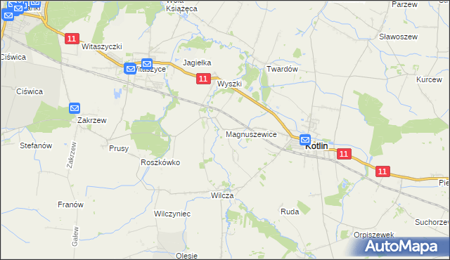 mapa Magnuszewice, Magnuszewice na mapie Targeo