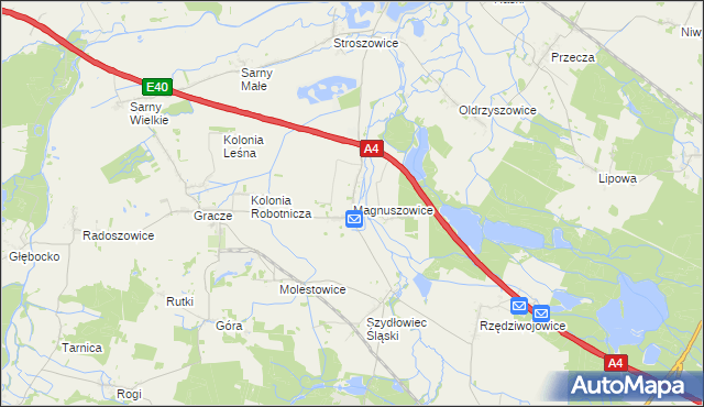 mapa Magnuszowice, Magnuszowice na mapie Targeo