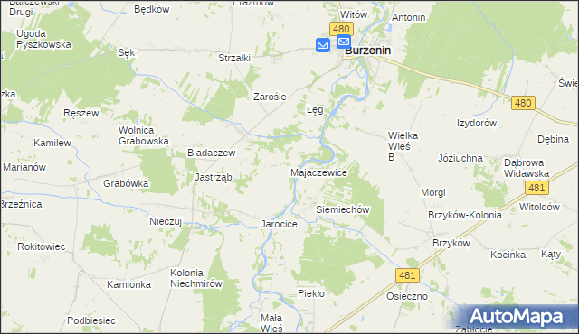 mapa Majaczewice, Majaczewice na mapie Targeo