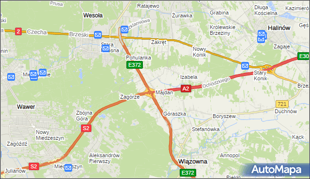 mapa Majdan gmina Wiązowna, Majdan gmina Wiązowna na mapie Targeo
