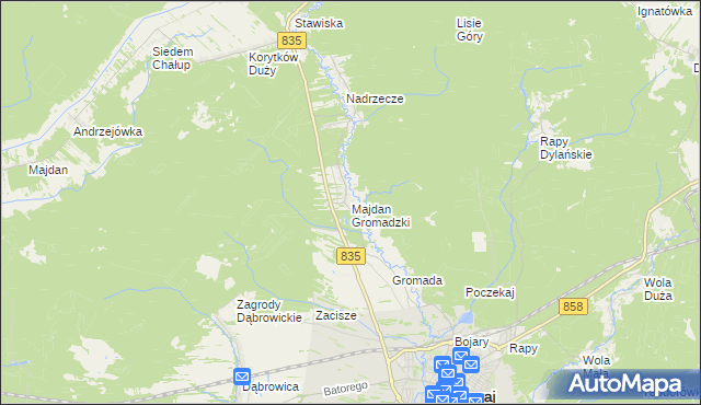 mapa Majdan Gromadzki, Majdan Gromadzki na mapie Targeo