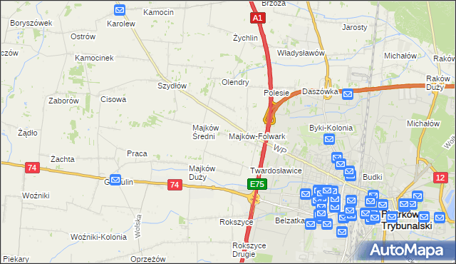 mapa Majków-Folwark, Majków-Folwark na mapie Targeo