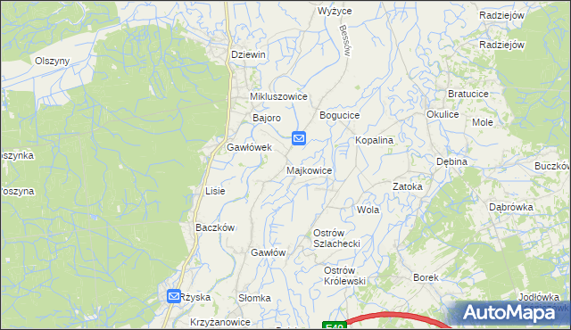 mapa Majkowice gmina Bochnia, Majkowice gmina Bochnia na mapie Targeo