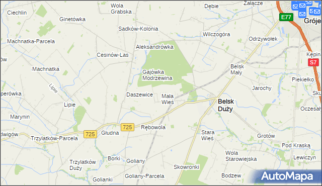 mapa Mała Wieś gmina Belsk Duży, Mała Wieś gmina Belsk Duży na mapie Targeo
