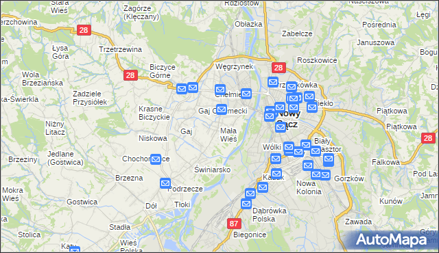 mapa Mała Wieś gmina Chełmiec, Mała Wieś gmina Chełmiec na mapie Targeo