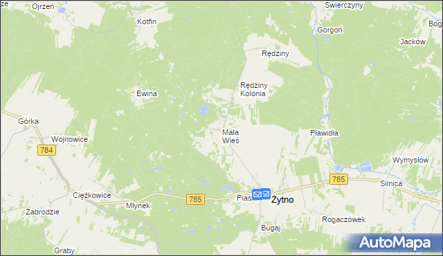 mapa Mała Wieś gmina Żytno, Mała Wieś gmina Żytno na mapie Targeo