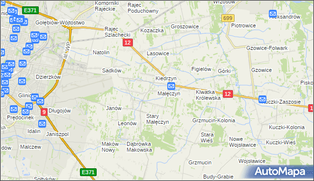 mapa Małęczyn gmina Gózd, Małęczyn gmina Gózd na mapie Targeo