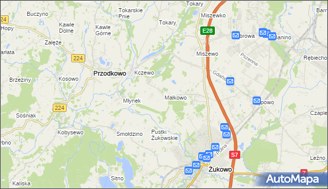 mapa Małkowo, Małkowo na mapie Targeo