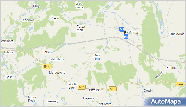 mapa Mały Łęck, Mały Łęck na mapie Targeo
