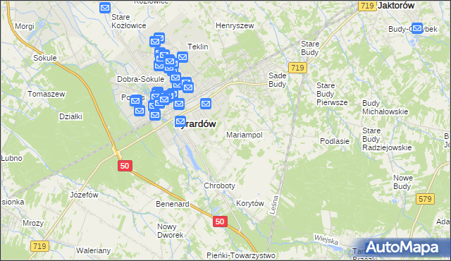mapa Mariampol gmina Jaktorów, Mariampol gmina Jaktorów na mapie Targeo