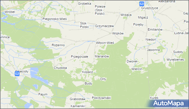 mapa Marianów gmina Błaszki, Marianów gmina Błaszki na mapie Targeo