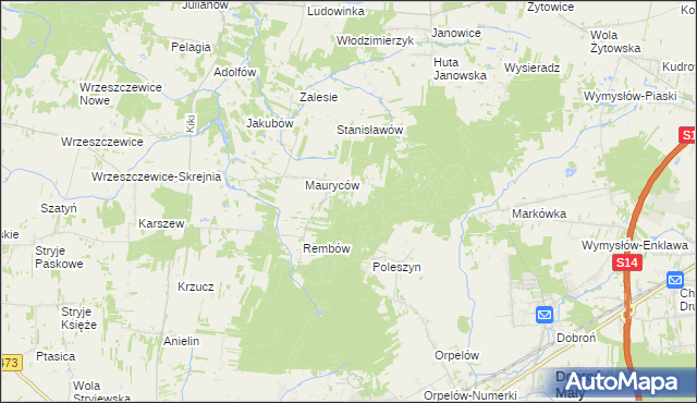 mapa Marianów gmina Wodzierady, Marianów gmina Wodzierady na mapie Targeo