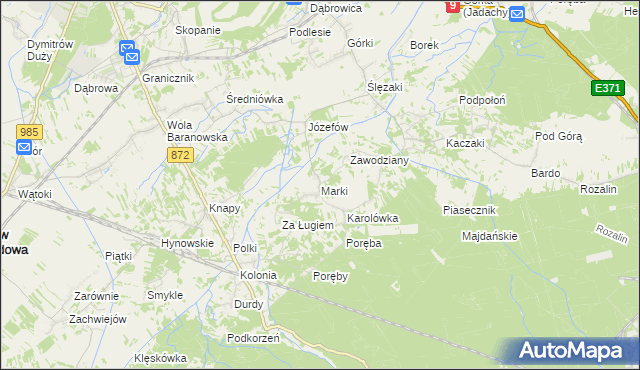 mapa Marki gmina Baranów Sandomierski, Marki gmina Baranów Sandomierski na mapie Targeo
