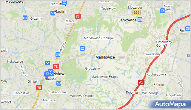 mapa Marklowice, Marklowice na mapie Targeo