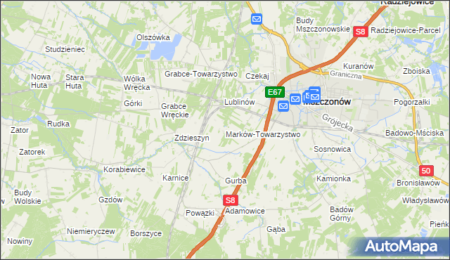 mapa Marków-Towarzystwo, Marków-Towarzystwo na mapie Targeo