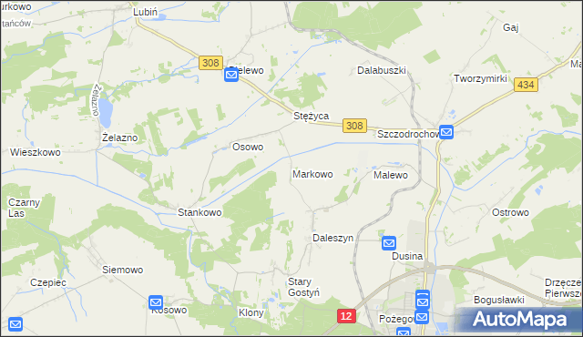 mapa Markowo gmina Gostyń, Markowo gmina Gostyń na mapie Targeo