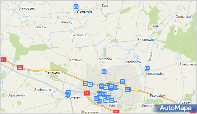 mapa Marszew gmina Pleszew, Marszew gmina Pleszew na mapie Targeo