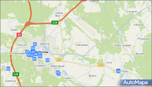 mapa Marszewo gmina Goleniów, Marszewo gmina Goleniów na mapie Targeo