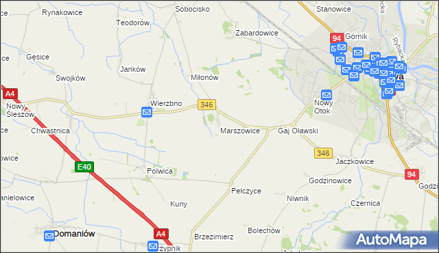 mapa Marszowice gmina Oława, Marszowice gmina Oława na mapie Targeo