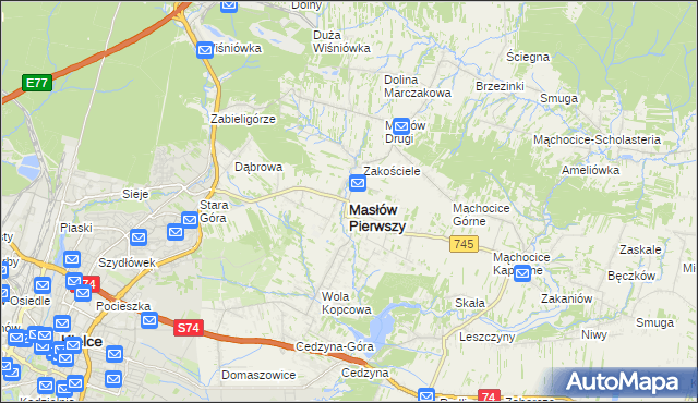 mapa Masłów Pierwszy, Masłów Pierwszy na mapie Targeo
