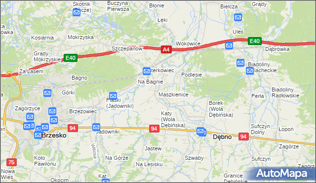 mapa Maszkienice, Maszkienice na mapie Targeo