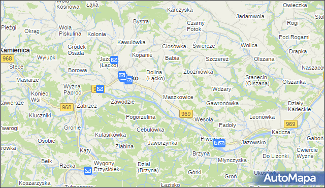 mapa Maszkowice gmina Łącko, Maszkowice gmina Łącko na mapie Targeo