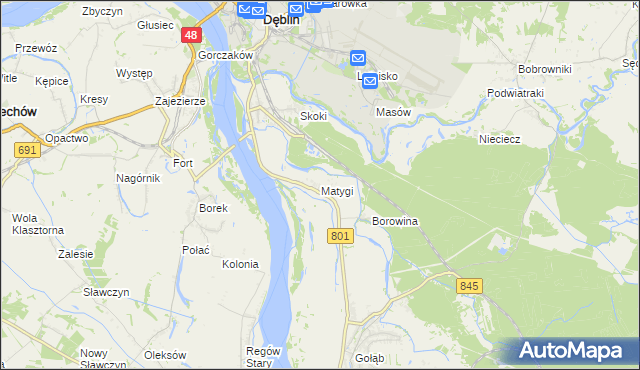 mapa Matygi, Matygi na mapie Targeo