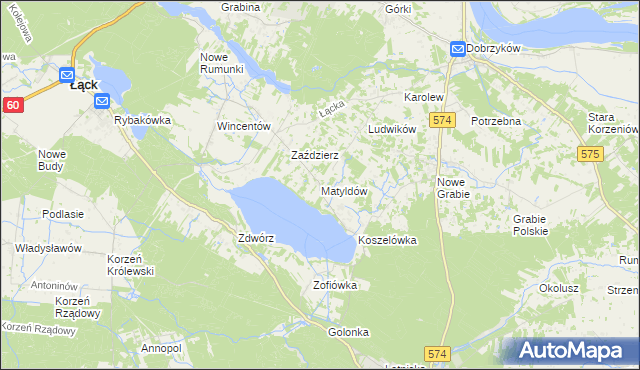 mapa Matyldów gmina Łąck, Matyldów gmina Łąck na mapie Targeo