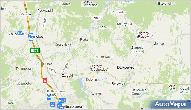 mapa Mechowiec, Mechowiec na mapie Targeo