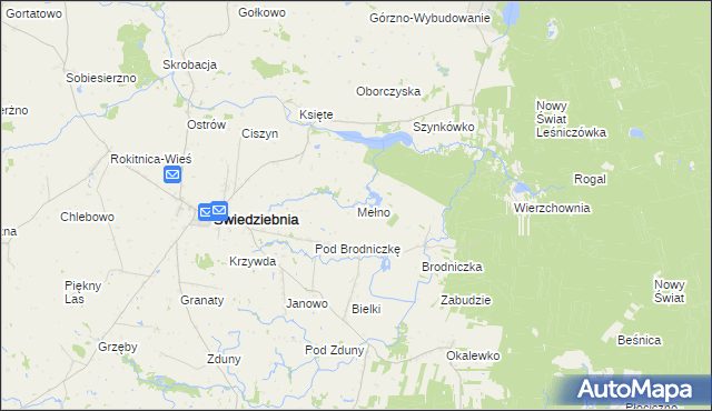 mapa Mełno gmina Świedziebnia, Mełno gmina Świedziebnia na mapie Targeo