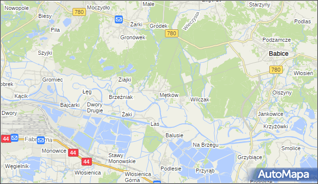 mapa Mętków, Mętków na mapie Targeo